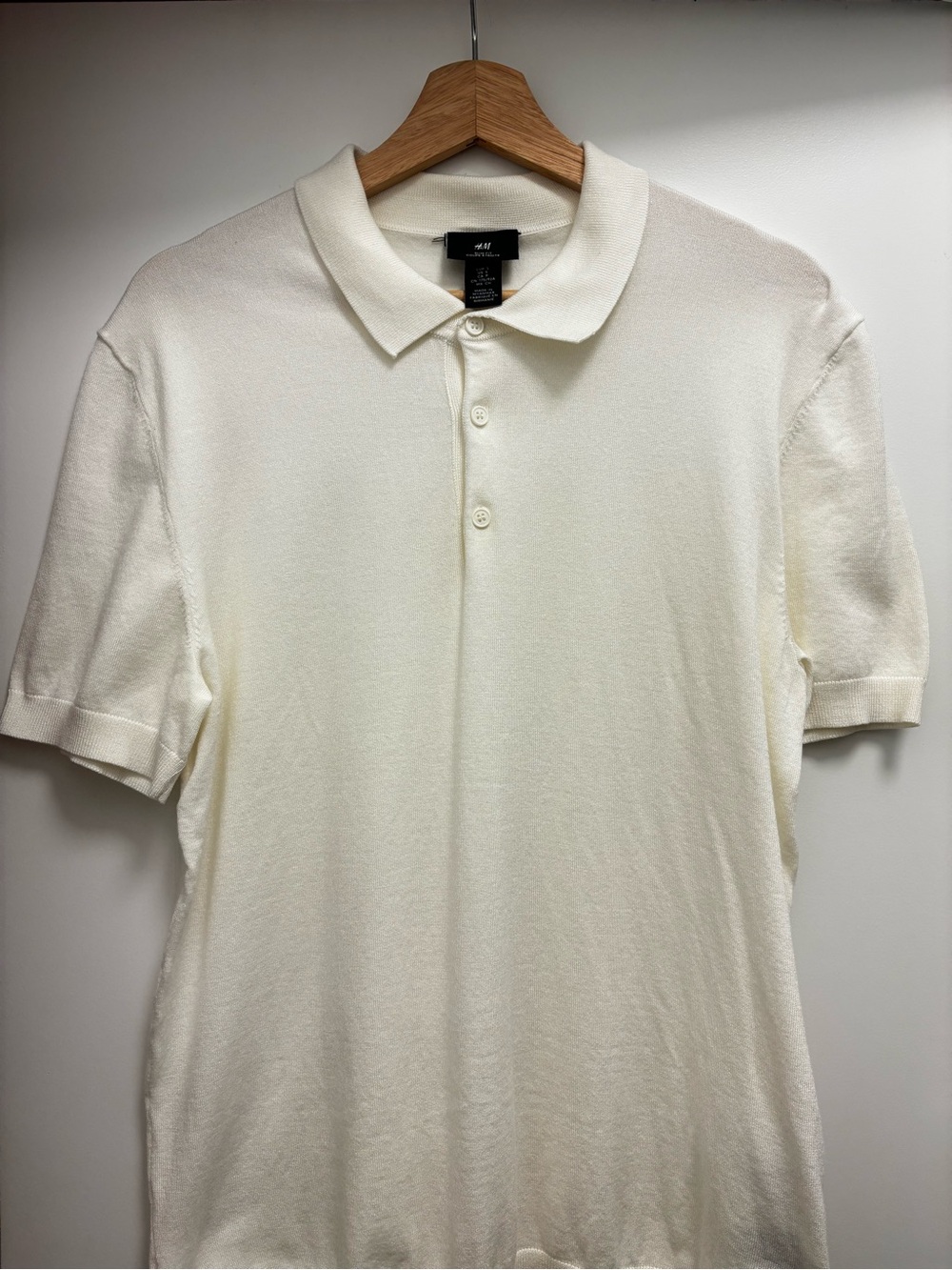 H&M Men's Cream Polo Shirt with Classic Collar